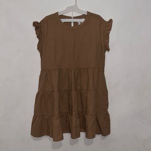 NWT Woman’s pleated linen brown dress size Medium